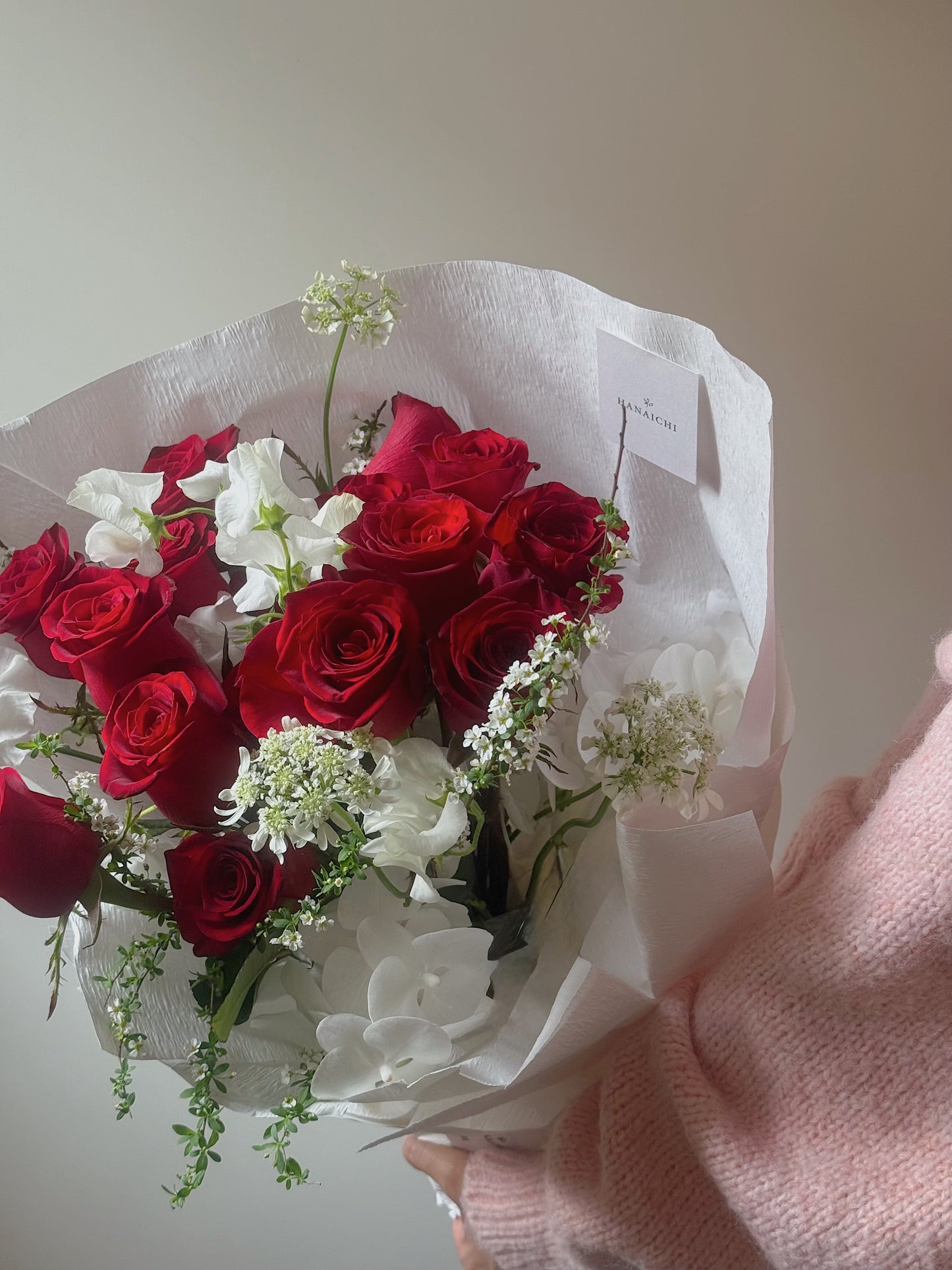 Classic Love with Velvet Explorer Rose & White Orchid Bouquet