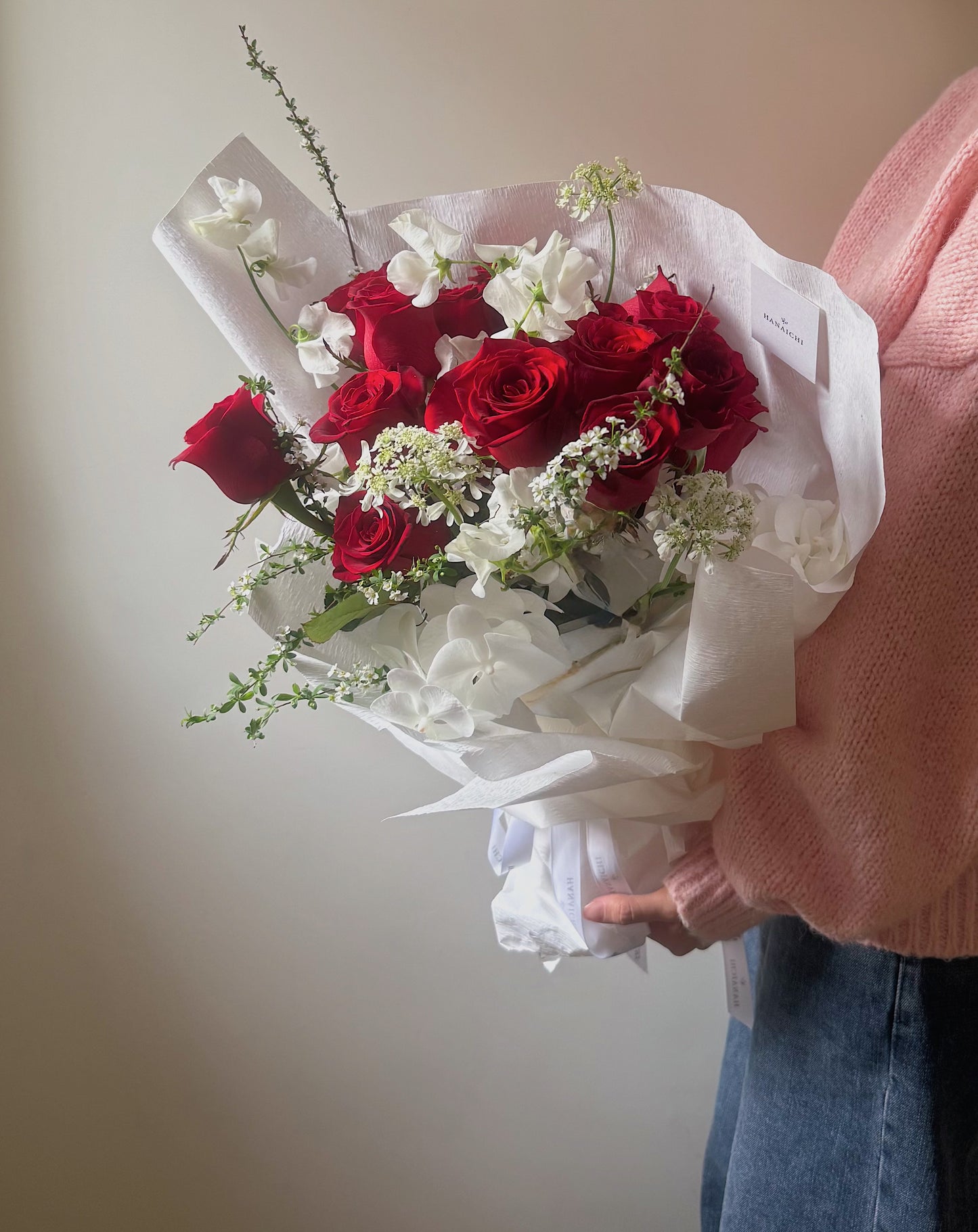 Classic Love with Velvet Explorer Rose & White Orchid Bouquet